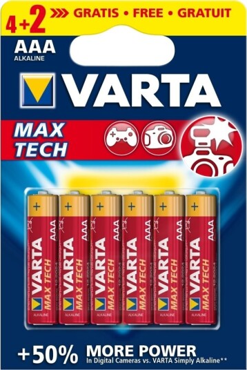 Varta Aaa Max Tech 4+2Pcs Engangsbatteri Aaa Alkalinsk 6 Stykker Rød Gult Sylindriske Varta Aaa Max Tech 4+2Pcs Engangsbatteri Aaa Alkalinsk 6 Stykker Rød Gult Sylindriske