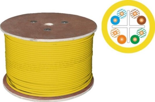 Alantec U/Utp Kabel Kat.6 Lsoh 4X2x23awg B2ca 500M Gul Belegg 25 Års Garanti Kvalitetstesting Av Intertek Laboratoriet Usa Alantec Alantec