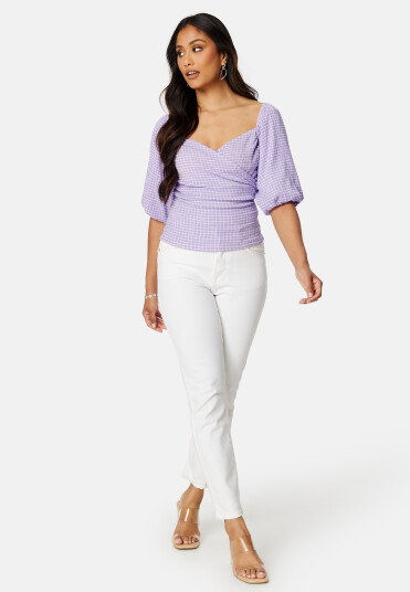BUBBLEROOM Nandita wrap top Lilac / Checked S