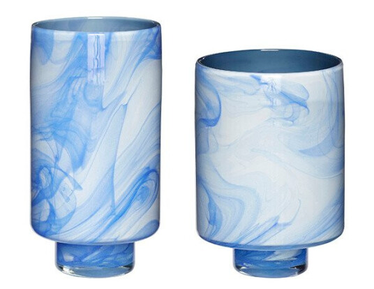 Vase Glas hvid/Blå 2 st Vase Glas hvid/Blå 2 st