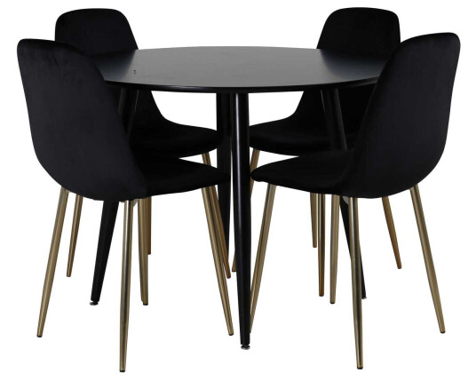 Venture Design Plaza & Polar spisegruppe Svart/svart 4 st stoler & bord 100 cm