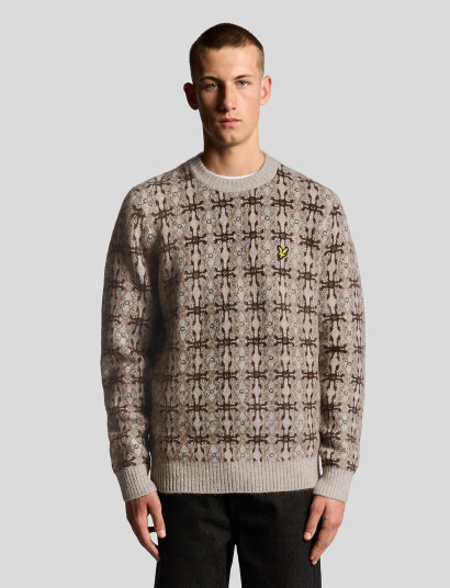 Lyle & Scott Brushed Intarsia Crew Neck Jumper Brown XS Lyle & Scott Brushed Intarsia Crew Neck Jumper Brown XS