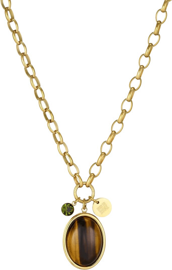 Bud To Rose Retro Long Necklace Brown/Green/Gold   Gold   ONE SIZE