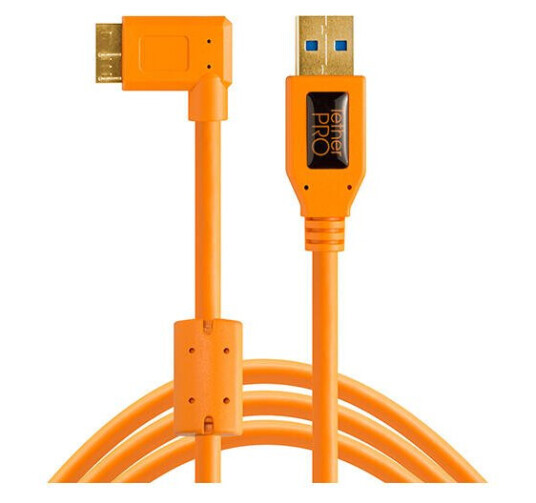 TetherPro USB 3.0 A til Micro B Vinklet 4,6 m Orange USB kabel
