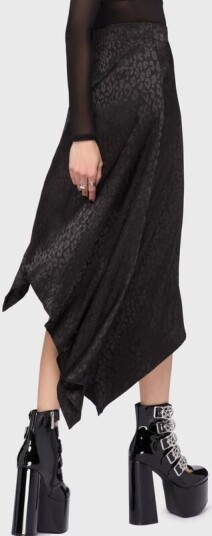 KIHILIST by KILLSTAR   Goth Middellangt skjørt   Kihilist Nova Asymmetric Skirt   XS til 4XL   Damer   svart