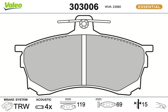 VALEO 303006 Bremseklosser