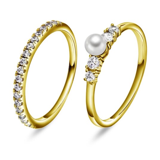 Modena ringer med perle og zirkonia størrelse Modena ringer med perle og zirkonia 64