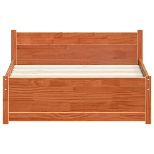  Sengestamme med hodegjerde Voksbrun 100 x 200 cm Heltre furu