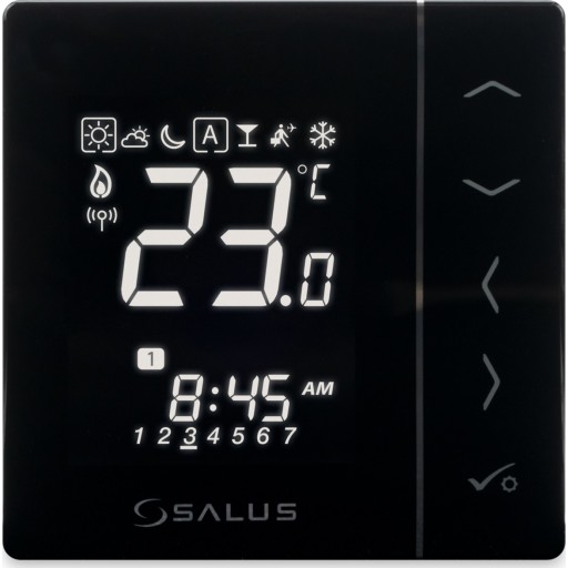 Salus VS10BRF 230V Trådløs Romtermostat For iT600 Varmesystem Sort