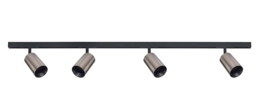 Antidark Designline Tube Pro komplett 2 meter spotskinne med 4 spotter GU10 - Svart/Titanium