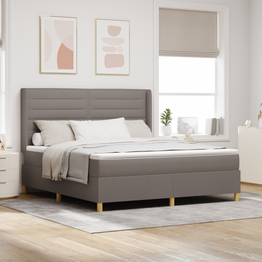 Box Spring Seng med Madrass Taupe 180x200 cm Stoff