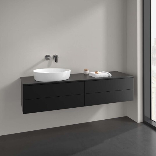 Villeroy & Boch Antao Servantskap med 4 skuffer 160x50x36 cm u/lys Sort Matt Villeroy & Boch Antao Servantskap med 4 skuffer 160x50x36 cm u/lys Sort Matt