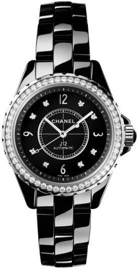 Chanel Dameklokke H3109 J12 Sort/Keramik Ø38 mm