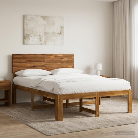 vidaXL Dobbel Sengramme med Hodegjerde ROSTOCK Naturlig 120 x 190 cm
