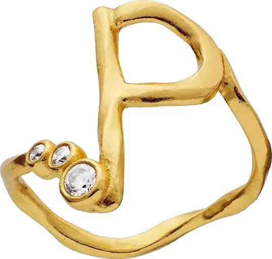 Maanesten P Alphabet Ring   Gold   51