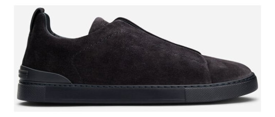 Zegna Triple Stitch Dark Blue Suede