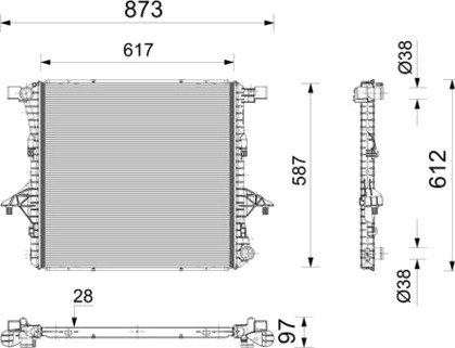 Radiator, motorkjøling MAHLE CR 2814 000P
