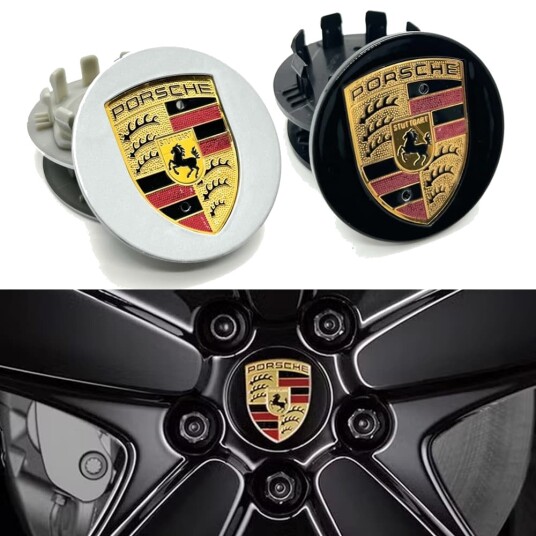 4-Pak - Porsche Senterkopper / Navemblem - Bil 4-Pak - Porsche Senterkopper / Navemblem - Bil