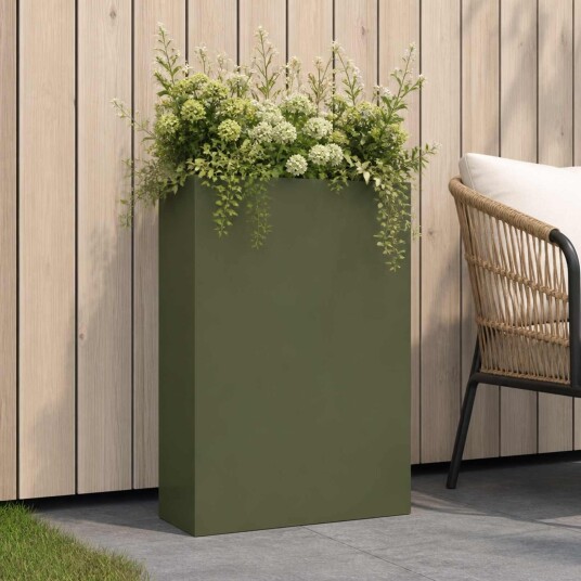 vidaXL Hageblomsterpotte Olivengrønn 50 x 20 x 75 cm Kaldvalsestål