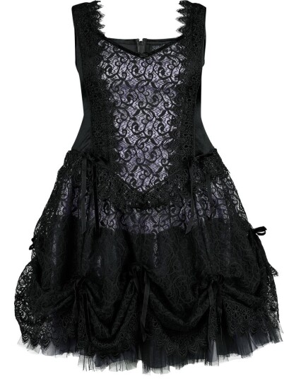 Sinister Gothic Goth Kort kjole Gotisk Mini Kjole S til XXL Damer svart