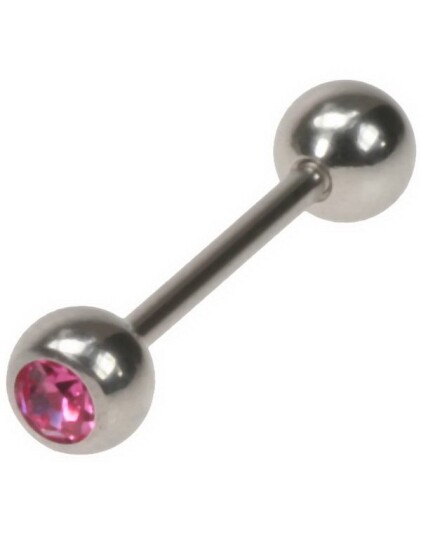 Utgått Pen Tungepiercing med Rosa Sten