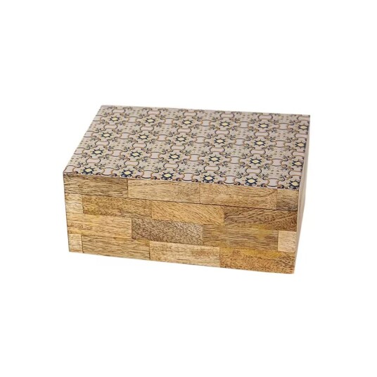 Romimex Dekorasjonsboks Brun Beige Harpiks Tre MDF 18 x 8 13 cm