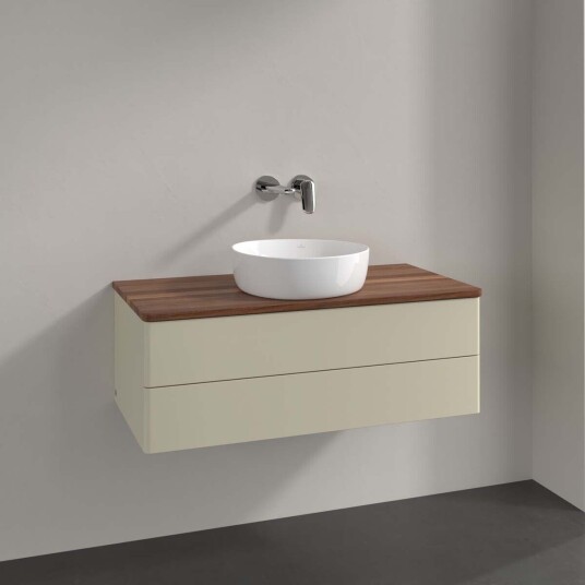 Villeroy & Boch Antao Servantskap med 2 skuffer 100x50x36 cm m/lys Grå Matt/Valnøtt Villeroy & Boch Antao Servantskap med 2 skuffer 100x50x36 cm m/lys Grå Matt/Valnøtt
