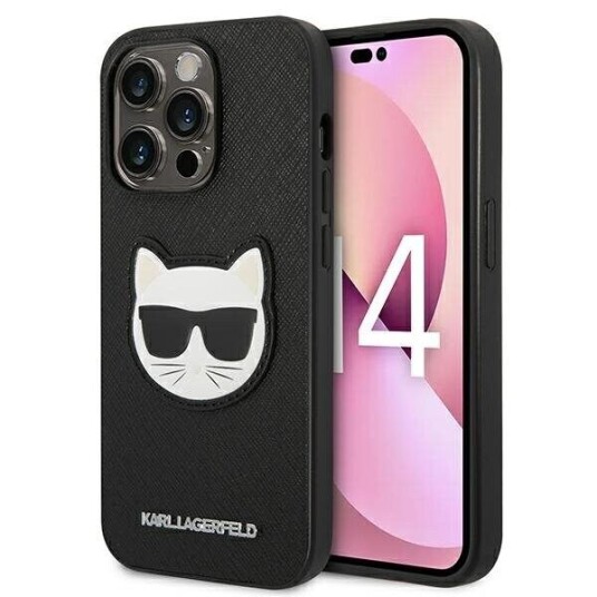 Karl Lagerfeld Saffiano Choupette iPhone 14 Pro Deksel Svart