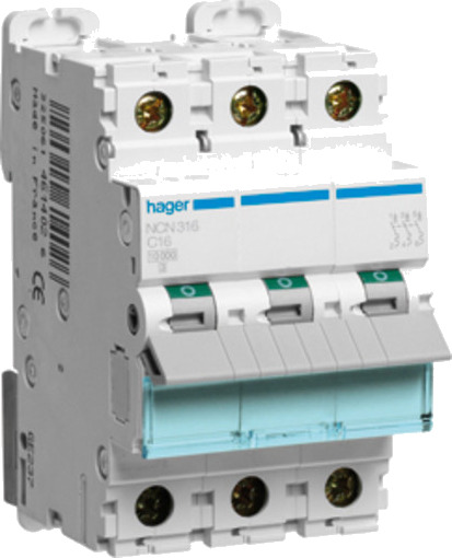 Hager 4 stk Automatsikring 3P 25A C 10kA NCN325A