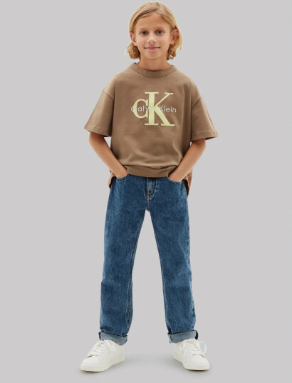 Calvin Klein Mesh Applique Ss T Shirt Brown 140 Calvin Klein Mesh Applique Ss T Shirt Brown 140