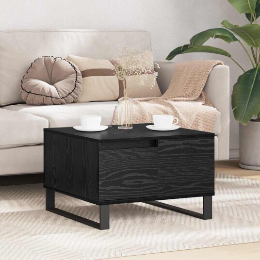 Kaffebord med skuff Svart Eik 55 x 55 x 36,5 cm Konstruert tre Kaffebord med skuff Svart Eik 55 x 55 x 36,5 cm Konstruert tre