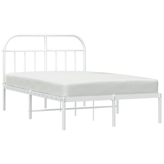 vidaXL Sengeramme i metall med hodegavl hvit 135x190 cm
