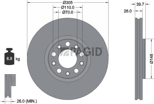 PAGID 55939NC Bremseskive PAGID 55939NC Bremseskive
