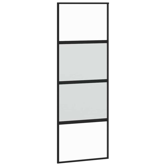 vidaXL Skyvedør med monteringssett svart 76x205 cm herdet glass