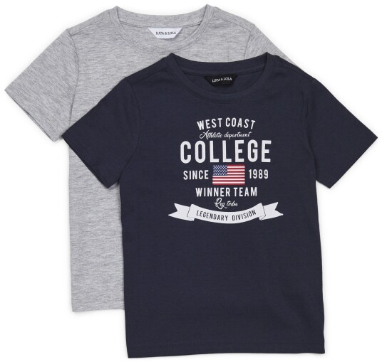 Luca &  Lola Tore T-Skjorte 2-pack Navy/Grey Melange 134-140