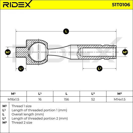 RIDEX 51T0106 Aksialledd, parallellstag