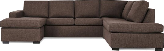 Crazy 4 seters Høyrevendt U formet Large Sofa med Divan og Sjeselong i Stoff Brun