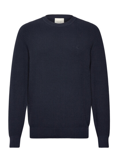 Calvin Klein Ls Texture Cttn Crewnk Sweater 1 - Navy - XXL