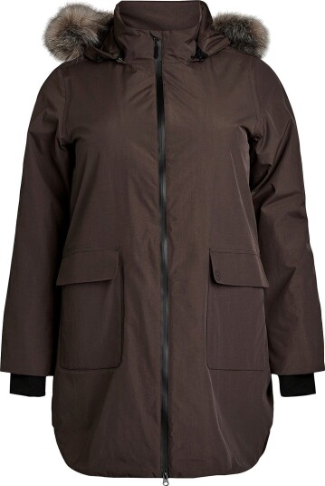 Zizzi Kåpe Mweather L/S Coat Brun