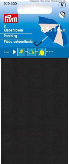 Selvklebende reparasjonslapper 2stk. 6,5x14 cm svart nylon