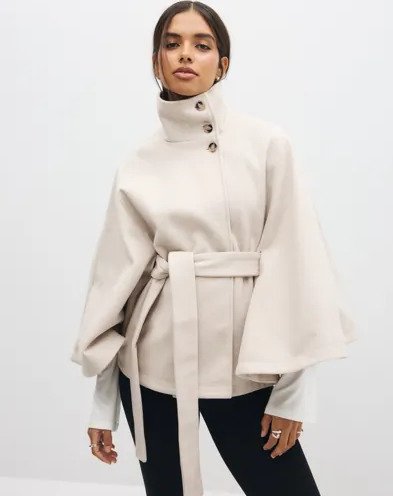 Pieces   Beige   Pcaiken Cape Jacket W. Belt Bc