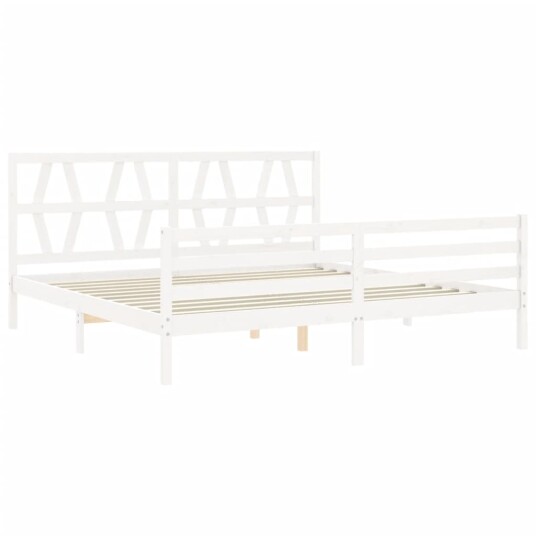 vidaXL Sengeramme med hodegavl hvit 200x200 cm heltre