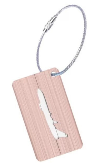Bagasjelapp i Aluminium med Flymotiv - Rosé Bagasjelapp i Aluminium med Flymotiv - Rosé