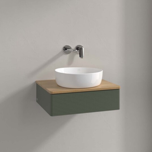 Villeroy & Boch Antao Servantskap med 1 skuff 60x50x19 cm m/lys Grønn Matt/Eik