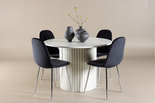 Venture Home Härön Spisegruppe 110 cm Rund med 4 Polar stoler Hvid/Sort