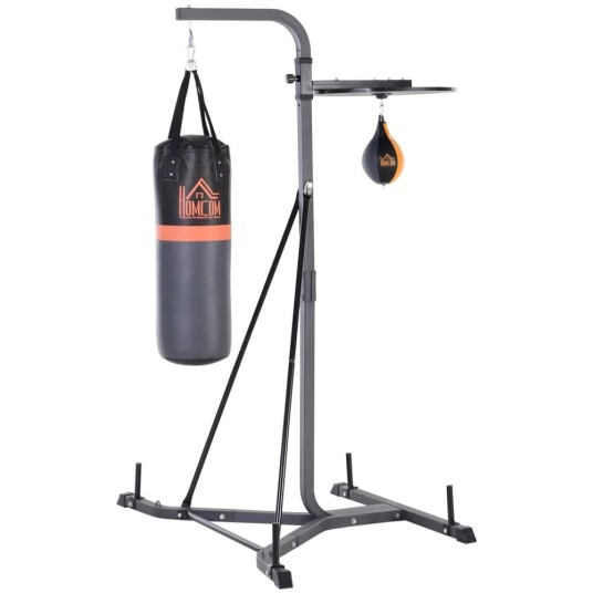 Boksesekkstativ 2-I-1 Med 20 Kg Boksesekk Og Boksesekk, Frittstående Boksestasjon, Høydejusterbar, Opptil 100 Kg, Stål Boksesekkstativ 2-I-1 Med 20 Kg Boksesekk Og Boksesekk, Frittstående Boksestasjon, Høydejusterbar, Opptil 100 Kg, Stål