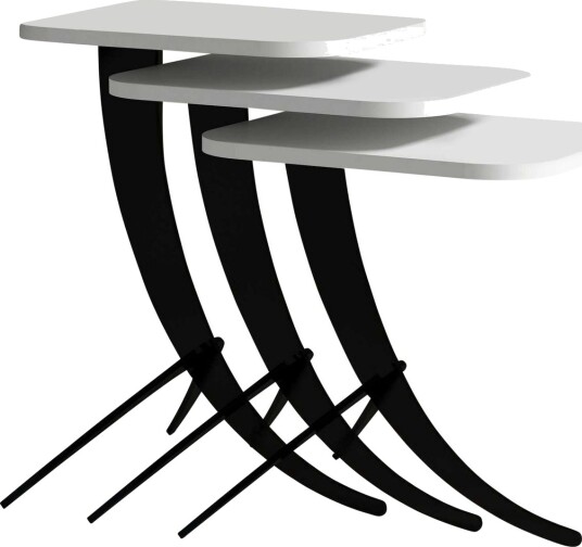 Hovdane Settbord 45 cm 3 Bord - Hvit/Svart