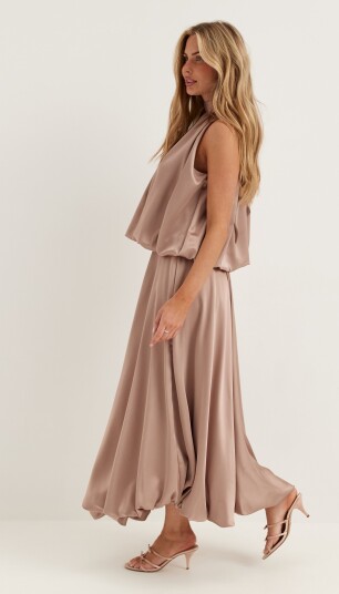 Bubbleroom Occasion Bubble Hem Satin Ankle Skirt