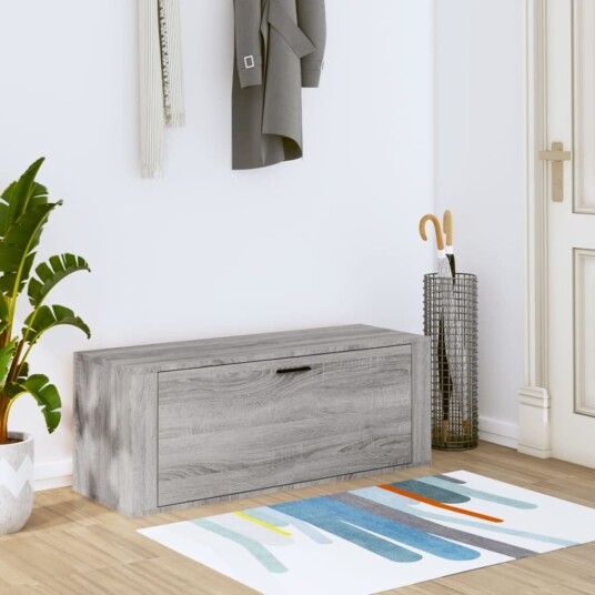 vidaXL Veggmontert skoskap gr? sonoma 100x35x38 cm konstruert tre