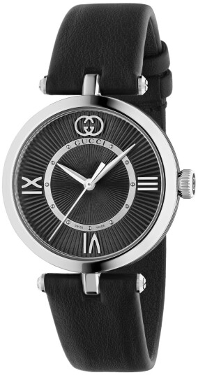 Gucci Dameklokke YA167505 Cruise Sort/Lær Ø30 mm